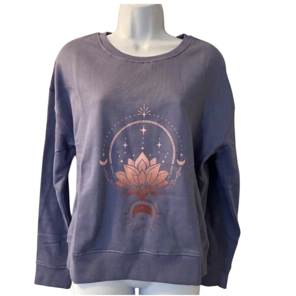 PACT XXL Organic Cotton Ombre Lotus Fleece Lined Slouchy Sweatshirt Yoga Renewal